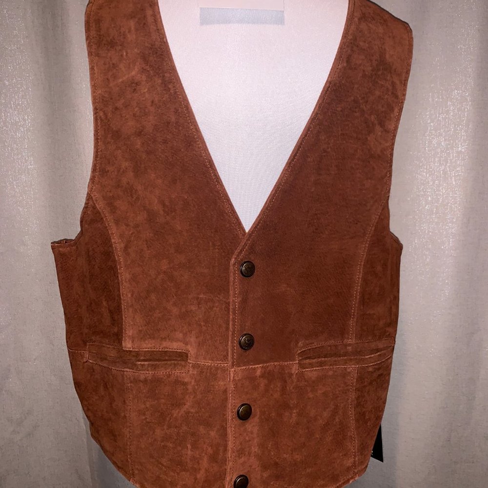 Vintage brown leather vest mens large NWT